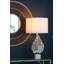 Lampe de table D15x29,3 "à feuilles blanches et argent avec abat-jour tambour et base en marbre (assemblage de l'abat-jour requis)