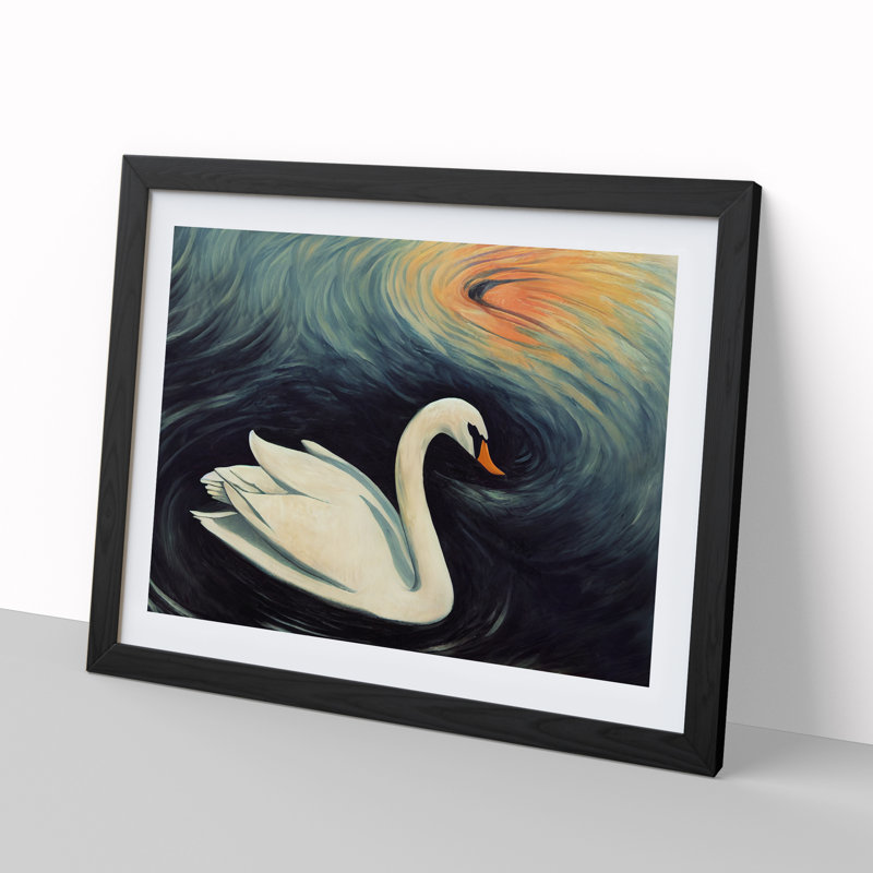 Showstopping Swan - Single Picture Frame Print, Black Framed, 46cm H x 64cm W x 2cm D