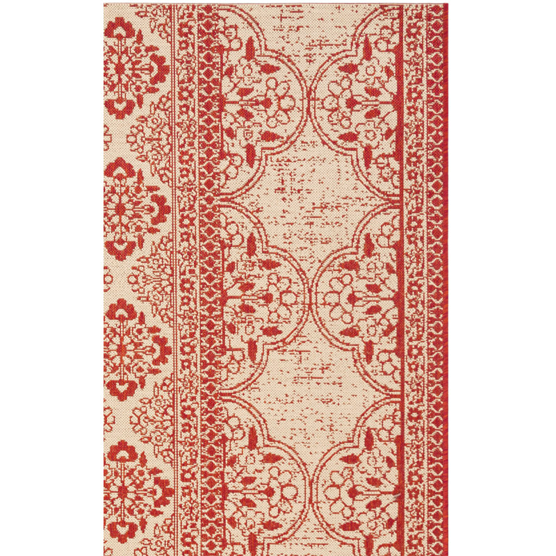 Tapis intérieur / extérieur rouge / crème Danya, Rectangle 8 pi x 10 pi