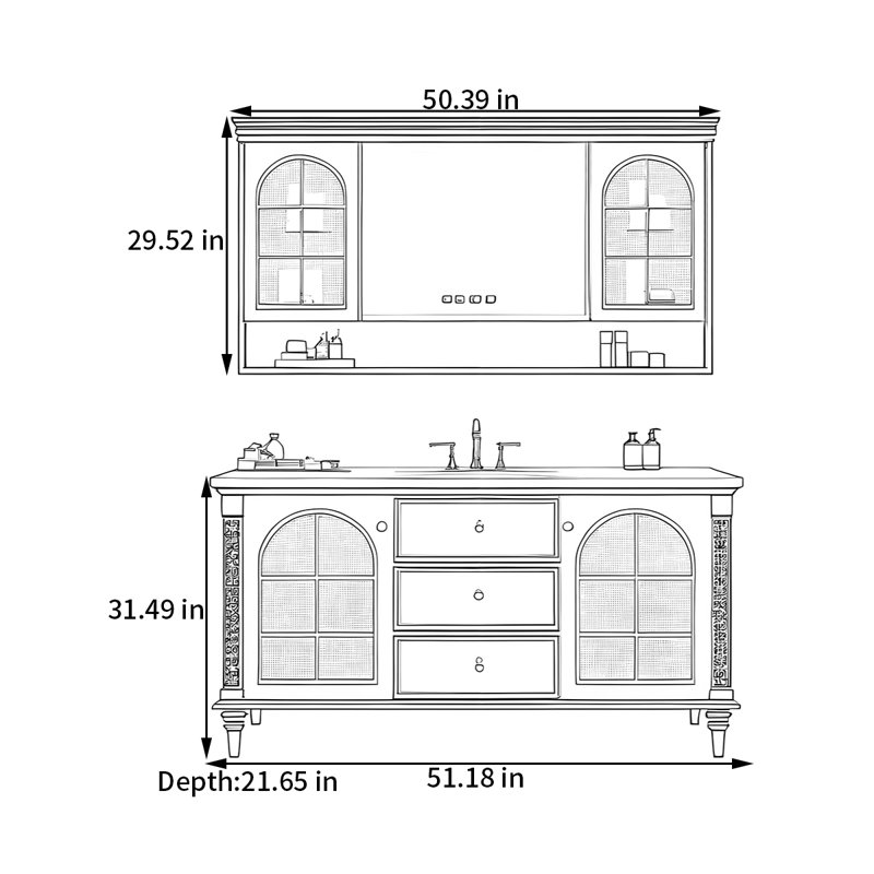 Torresdale, 31.49" H x 51.18" W x 21.65" D