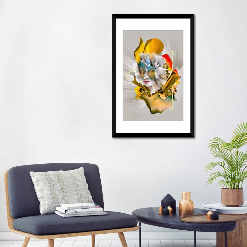 " Evolution " by Riza Peker, 32" H x 24" W x 1" D, Black Framed Fine Art Paper, White
