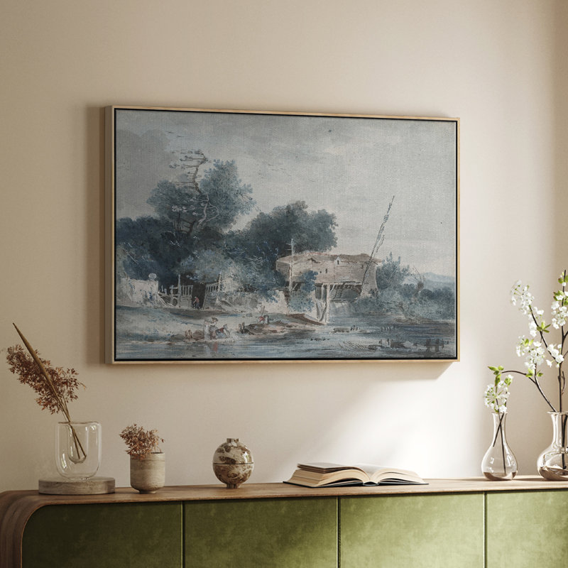 Paysage rétro -CCCXLVII, Toile tendue, H 25 po x l 37 po x P 1,5 po