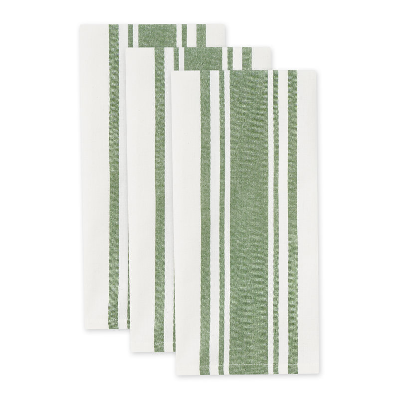 Ensemble de linge à vaisselle, Vert / blanc