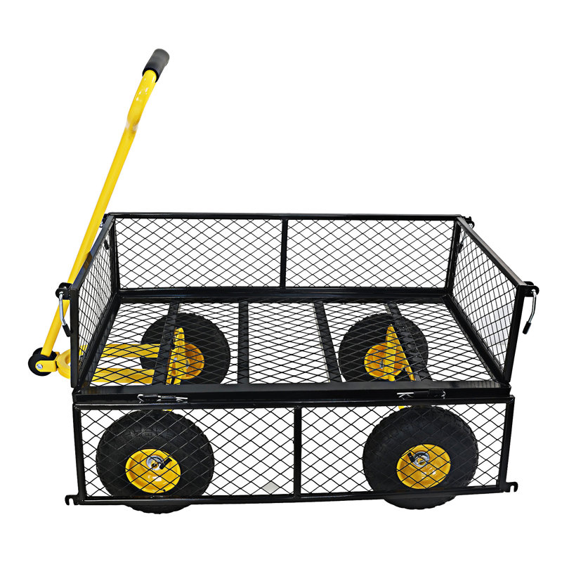 Wagon Cart Garden Cart, 3.35' H x 3.08' W x 1.62' D, Yellow/Black