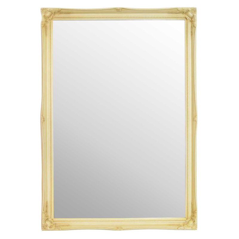 Sarai Wood Flat Wall Mirror, Ivory, 86cm H x 61cm W