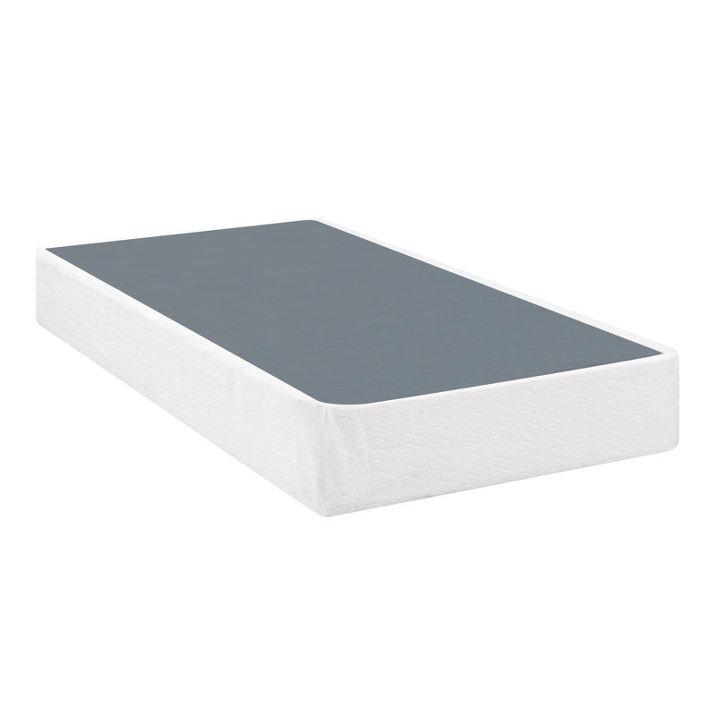 Sommier simple - métal noir avec tissu texturé, profil haut de 8,5 po, système de support à 12 lattes, assemblage facile, capacité de poids de 350 lb, housse en tissu pour chambre à coucher, profil