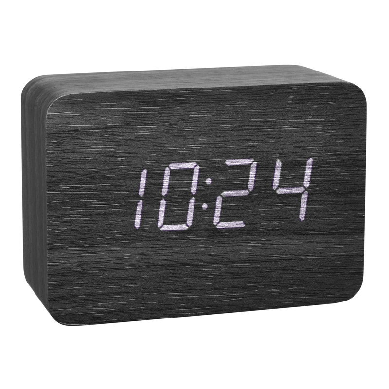 Clocco Digital Radio Clock Alarm Tabletop Clock, Black/White