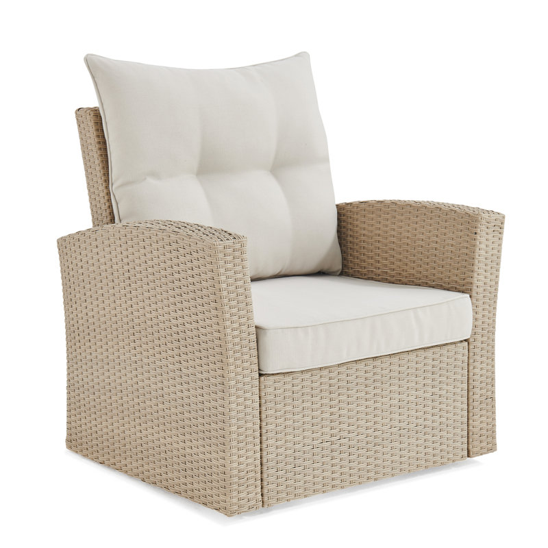 Fauteuil d'extérieur en osier avec coussins Pangkal