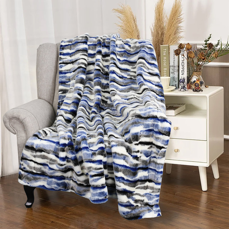 Hand Woven Throw Blanket, Blue