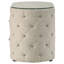 Table de chevet ovale avec 2 tiroirs spacieux, recouverte de tissu Boucl doux, capitonnage à boutons en acrylique et plateau en verre trempé pour le tissu de la chambre à coucher