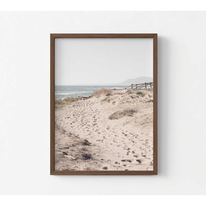 «Coastal Sand Dune Path», photographie de plage, art mural, 30" H x 40" W, Brun, Impression encadrée sans passe-partout