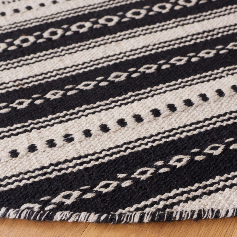 Danille Flat Weave Cotton Striped Rug, Round 6'
