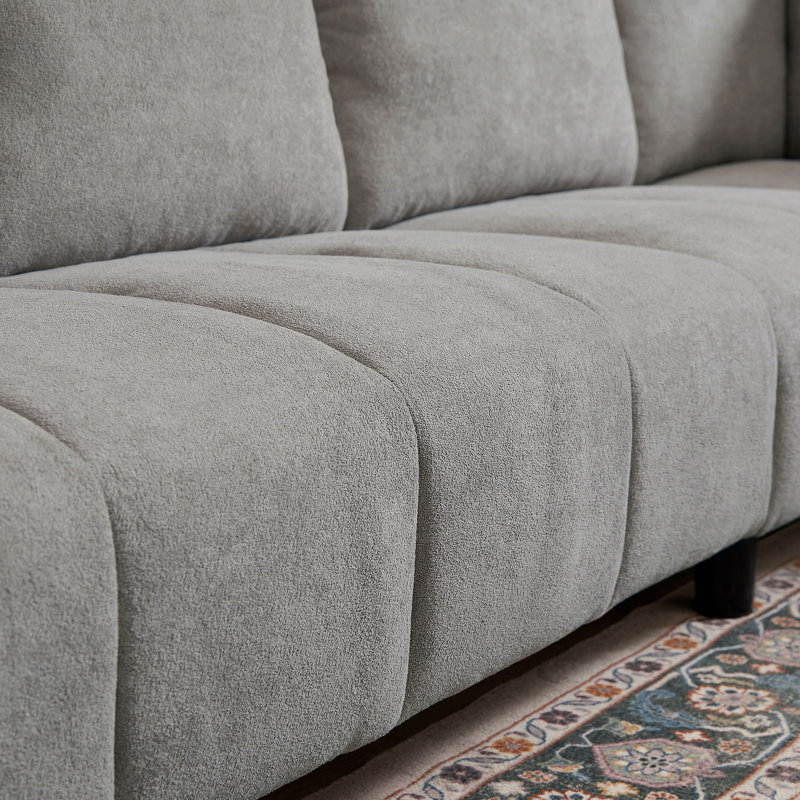 Canapé modulaire réversible "l 102,56" avec siège d'angle et banc allongé, Gris clair