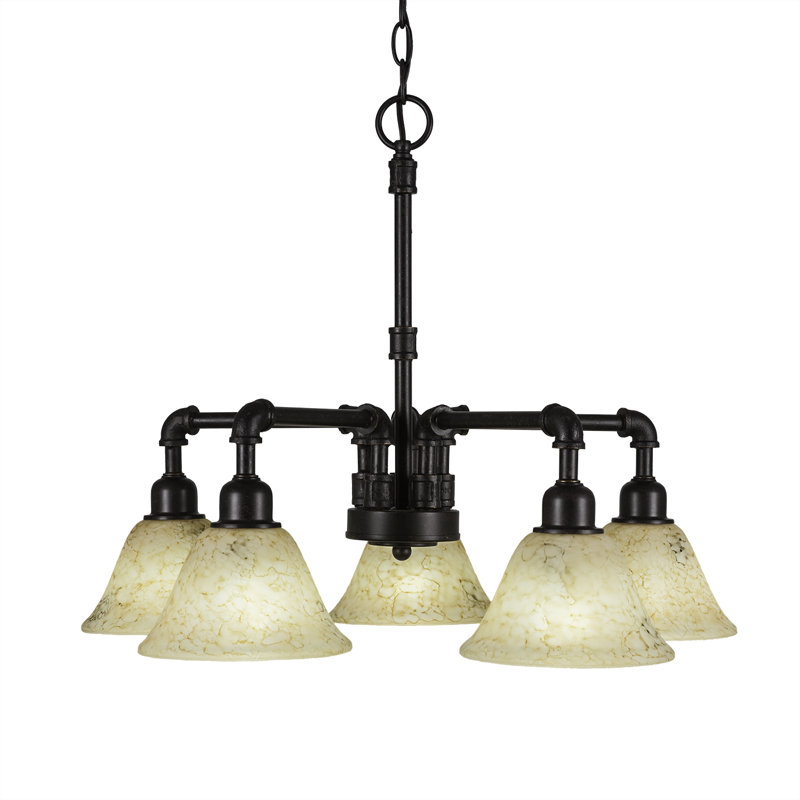 Lustre rétro avec 5 lumières Eilif, Granit foncé