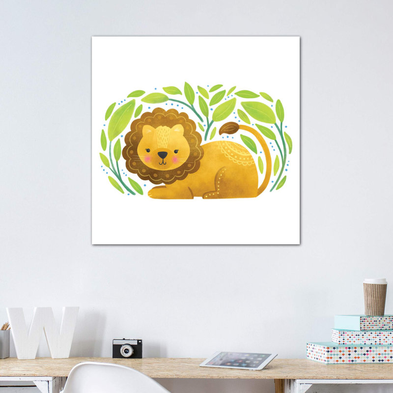 Safari Cuties Lion - impression d'art graphique, H 12 po x l 12 po x P 1,5 po, Toile tendue