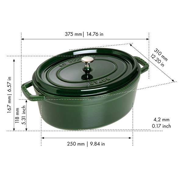 Staub 4qt Turquoise Cast Iron Dutch Oven with Glass Lid