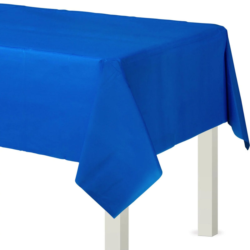 Disposable Plastic Premium Tablecloth Heavyweight Rectangle 54" x 108", Medium Blue, 1