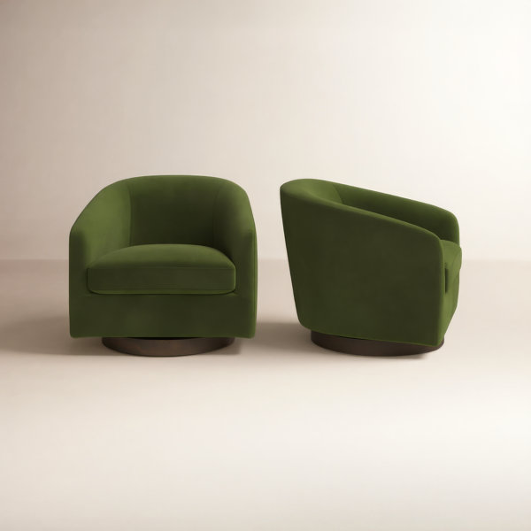 Bennett Upholstered Swivel Barrel Chair (Set of 2)