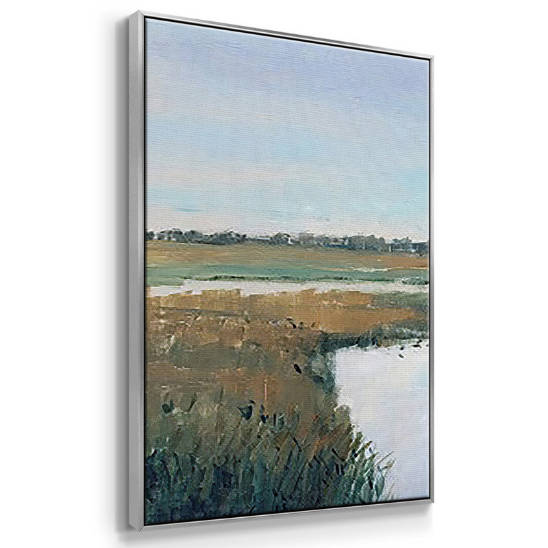 «Coastal Plains I», reproduction sur toile 3 pièces, H 24 po x l 48 po x P 2 po, Argent