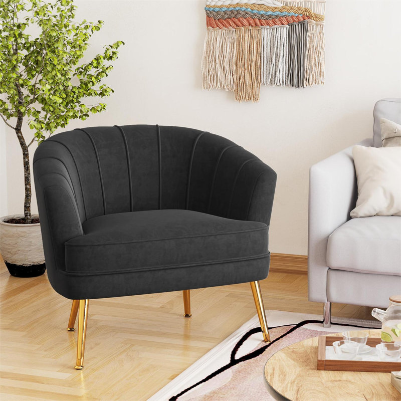 Fauteuil l 27 po Walsall, Velours noir