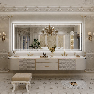 Miroir de salle de bain encadré Lunara, certifié UL, à intensité variable, avec éclairage DEL 3 couleurs et traitement antibuée