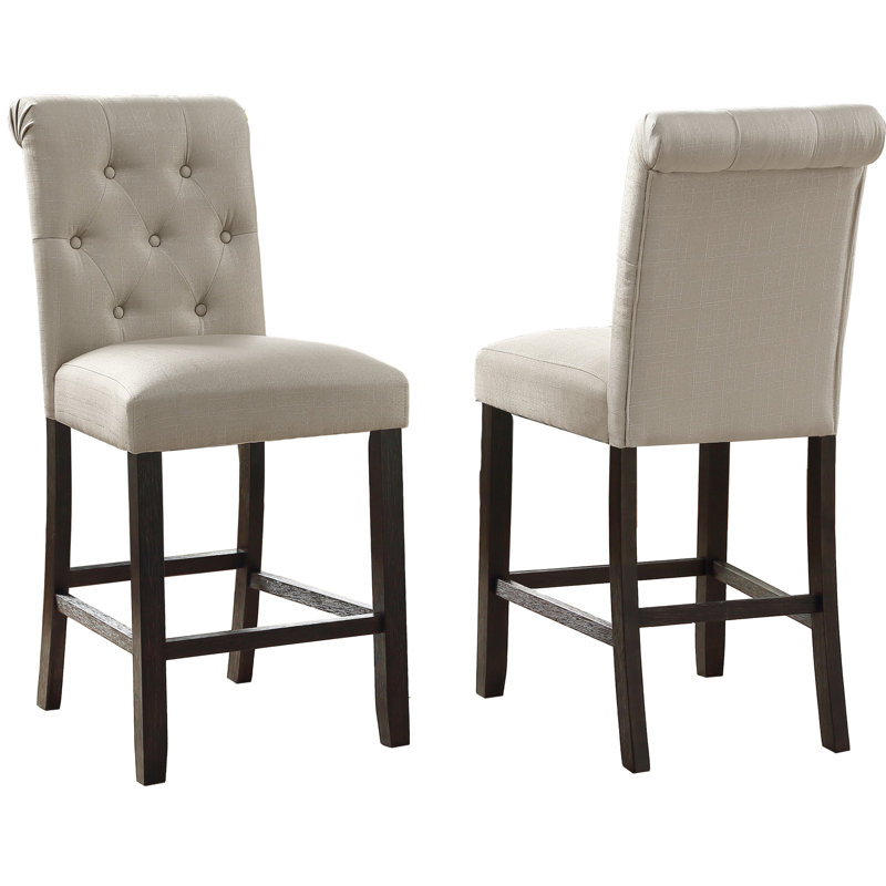 2 pièces chaises de hauteur comptoir brun clair, avec tabourets de soutien en bois, luxe rembourré élégant, finition, Tanné