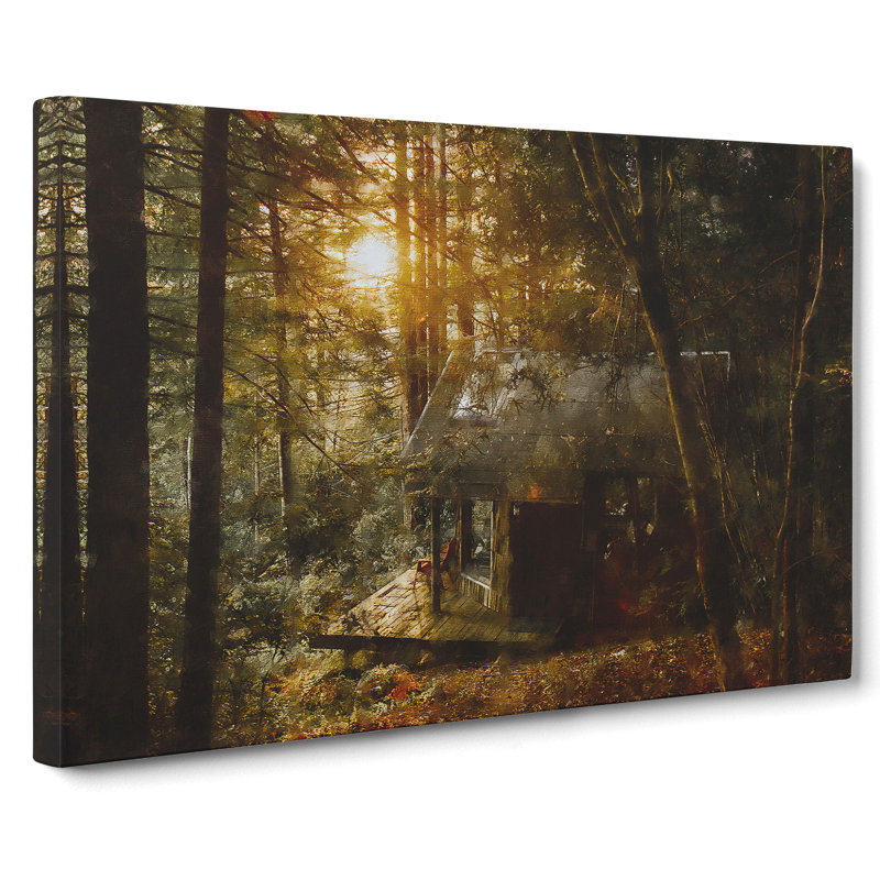 Cabin In The Forest - Wrapped Canvas Print, 40cm H x 60cm W x 3cm D