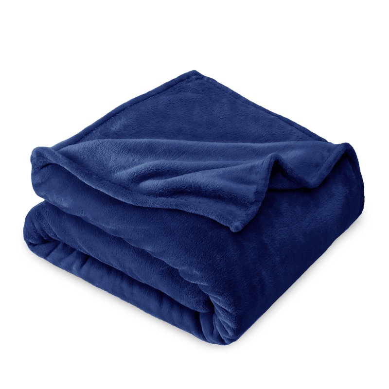 Lacey-Louise 100% Polyester Soft Reversible Mink Faux Plush Fur Fleece Throw/ Blanket, W200 x L240cm, Navy