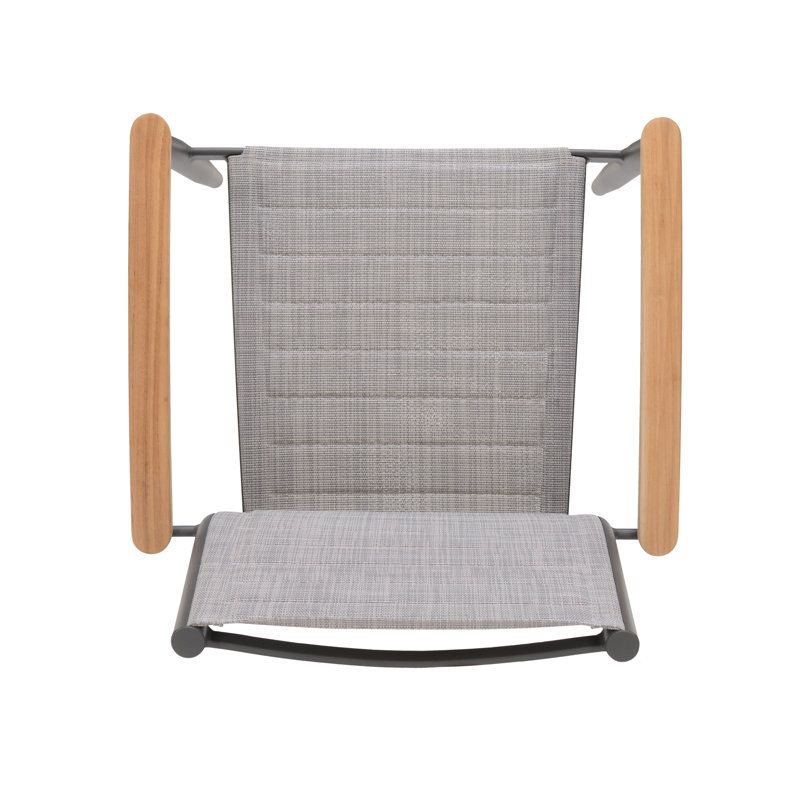 LifestyleGarden Maui 2pc Outdoor Patio FSC Teak and Aluminum Stackable Dining Chairs