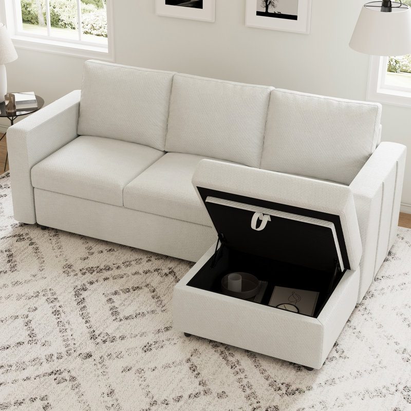 Canapé modulaire avec repose-pieds et rangement 3 pièces Rafael, Blue Velvet