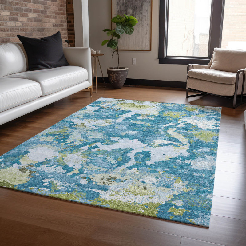 Tapis intérieur / extérieur bleu Jetra , 5' x 7'6"