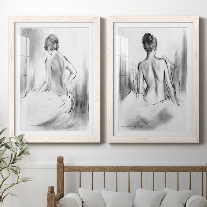 «Soft Silhouette V», ensemble de 2 reproductions sur toile, Impression encadrée avec passe-partout, H 37,5 po x l 55 po