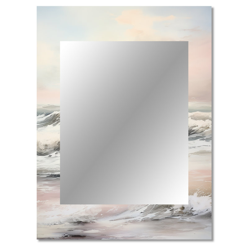 Beige Pink Minimalism Tranquil Whispers I - Modern Rectangular Wall Mirror, 40" x 30"