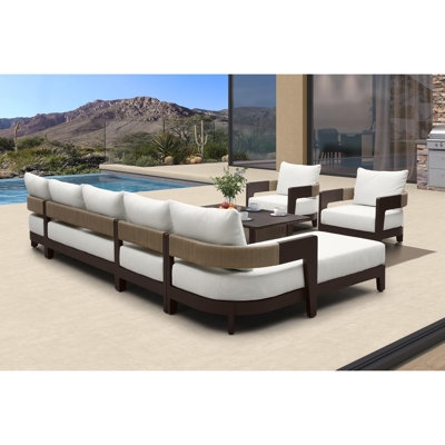  Ensemble de mobilier de patio avec table et lits de jour Canapé modulaire moderne en aluminium de 8 pièces avec coussins et coussins de 7,87 po d'épaisseur pour l'extérieur