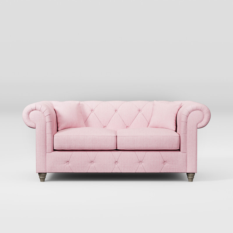 Ellrich 2 Seater Sofa, Pink, Washed Oak