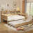 Wooden Daybed with Storage Shelf, Multi-Purpose Bed with Twin Size Pullout Bed and Desk-862251312-862251314