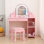 Coiffeuse pour enfants avec miroir lumineux et lumières, ensemble de coiffeuse avec miroir et tabouret, coiffeuse pour enfants avec tiroir et tablettes ouvertes, coiffeuse pour tout-petits