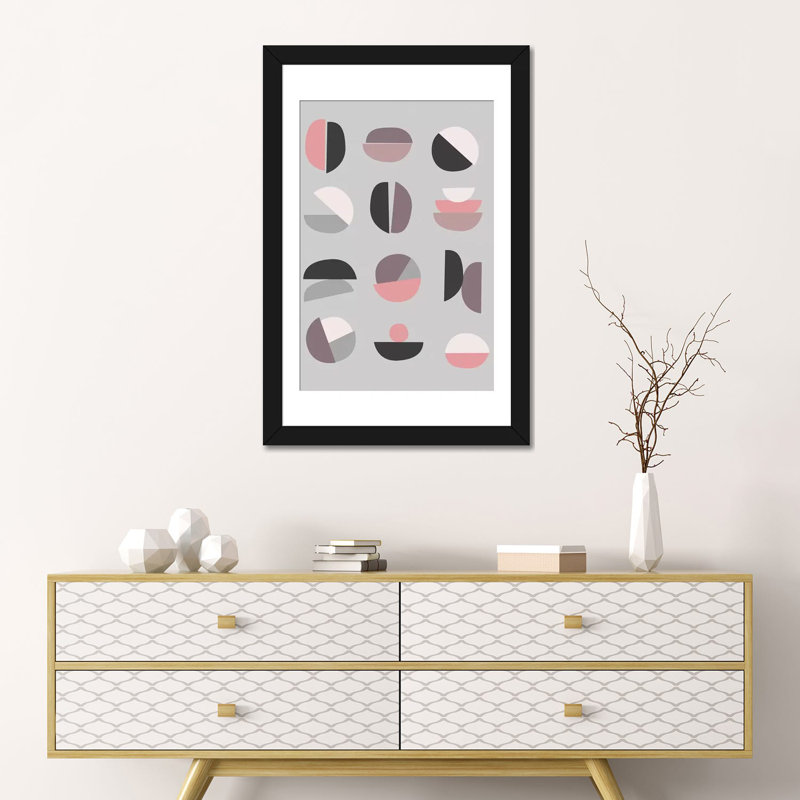 « pastel geometry iv », reproduction d’impression sur toile tendue, H 24 po x l 16 po x P 1 po, Papier d'art encadré noir