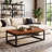 47.24" Solid Wood Coffee Table with Metal Base