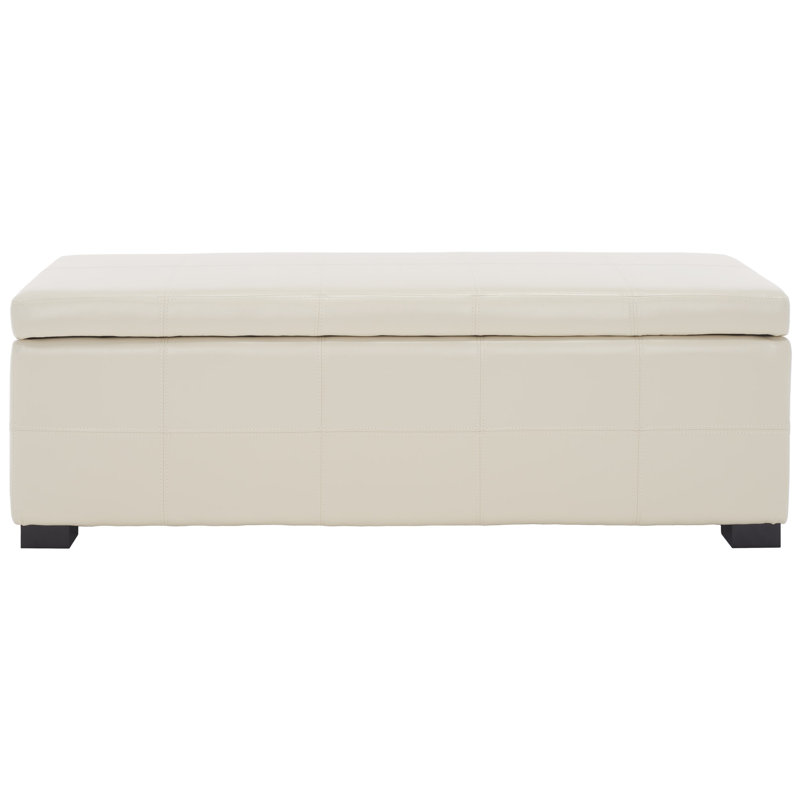 Maiden Upholstered Storage Bench, Flat Cream Faux Leather