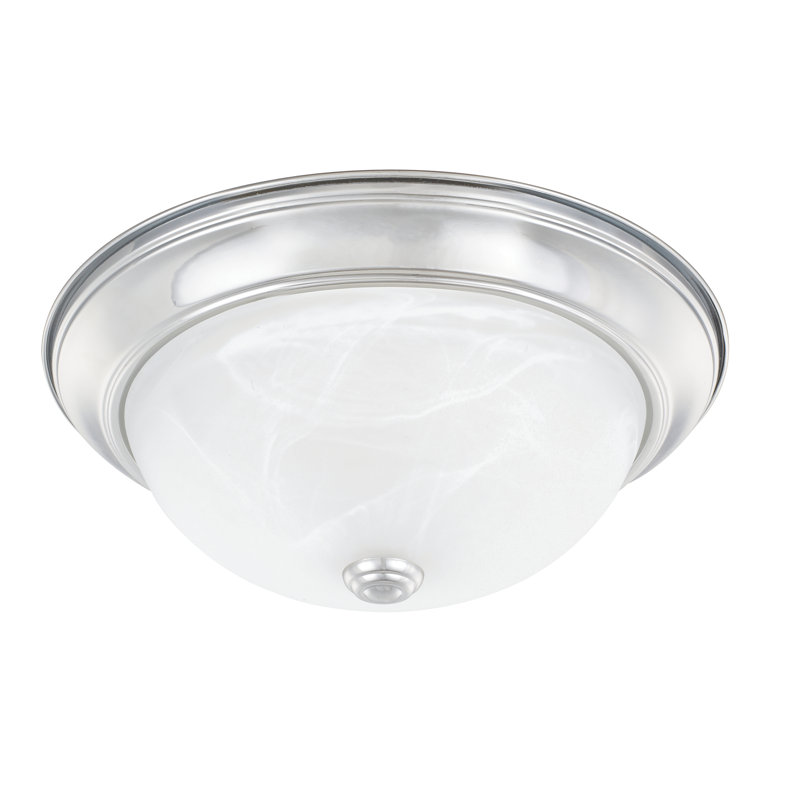 Independent Flush Mount, Matte Nickel, 5.25'' H x 13'' W x 13'' D, White Faux Alabaster Glass