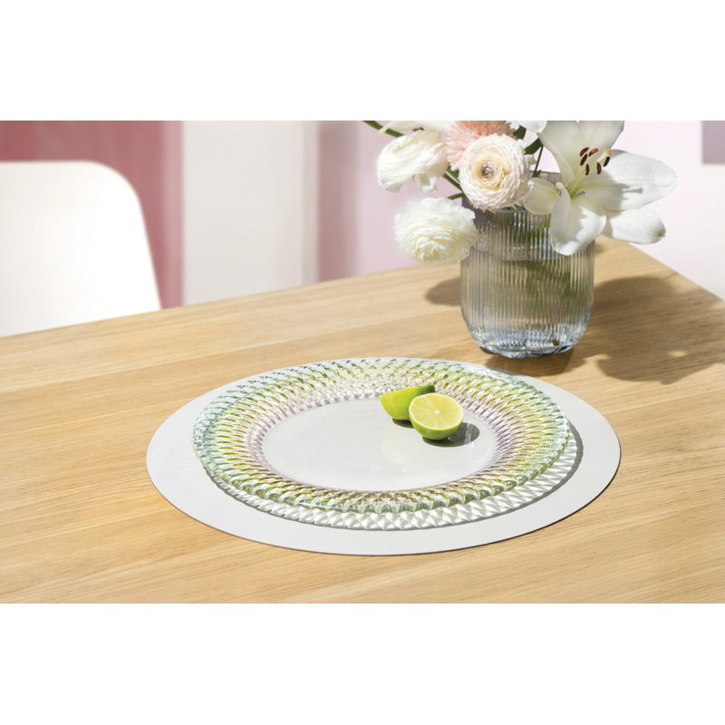 Villeroy & Boch Boston Pearl Collection Buffet Plate, Set of 2, 12.5 in Diameter, Crystal Glass, Made in Germany, Iridescent Multicolor