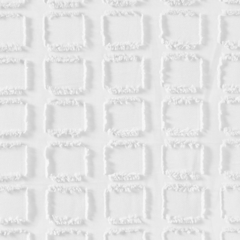 White Woven Clipped Geometric Shower Curtain 72x72