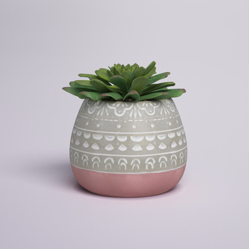 5 " H Faux Succulent in Ceramic Pot, Pink