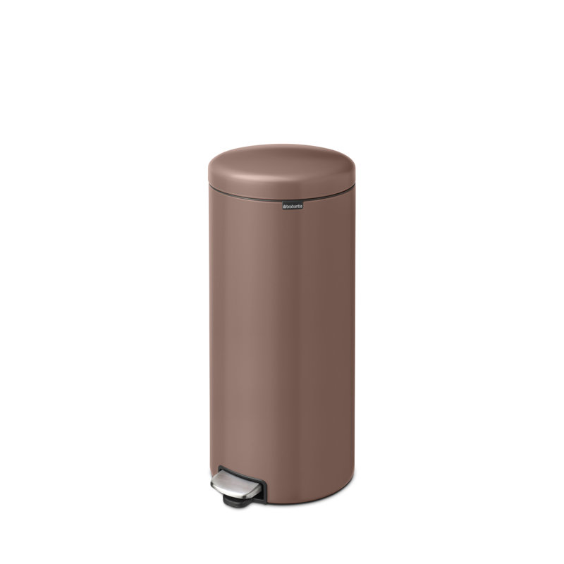 Satin Taupe 8-Gallon Fingerprint Resistant Step-On Trash Can