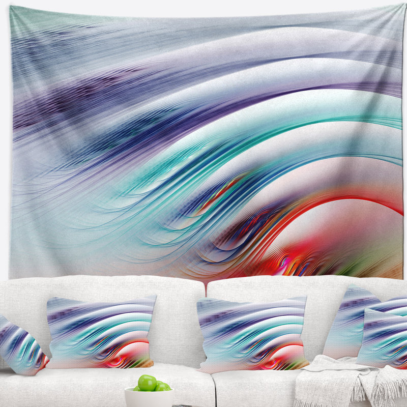 Tapisserie de l’eau arc-en-ciel à ondulations abstraites, H 78 po x l 92 po