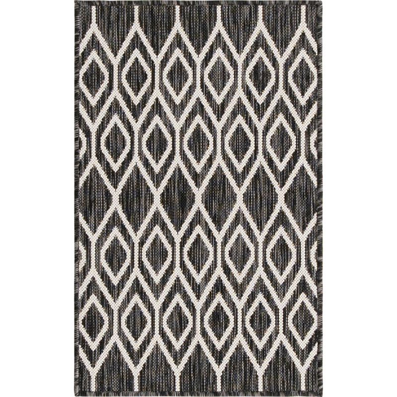 Power Loom Black Indoor/Outdoor Rug, Rectangle 66 x 91cm