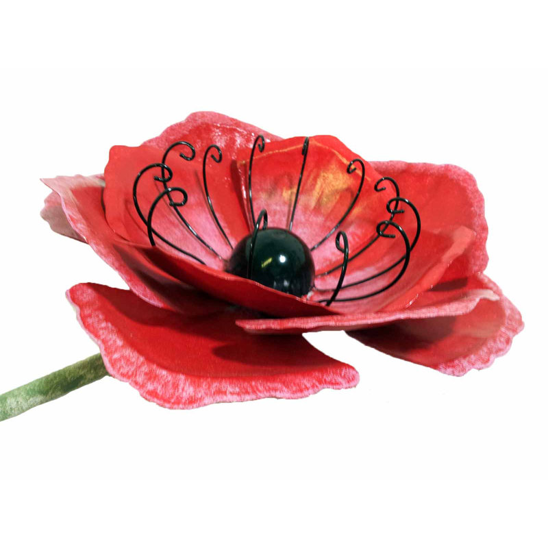 Plants & Flowers Metal Garden Statue, 9cm H x 140cm W x 25cm D, Red