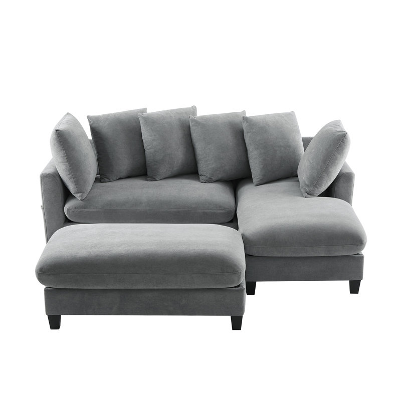 83" Sectional Sofa L-Shaped Sofa Upholstered Sectional Sofa With Ample Storage Space, Gray Chenille
