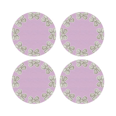 Pearl Bow Vegan Leather Round Pebble Placemat